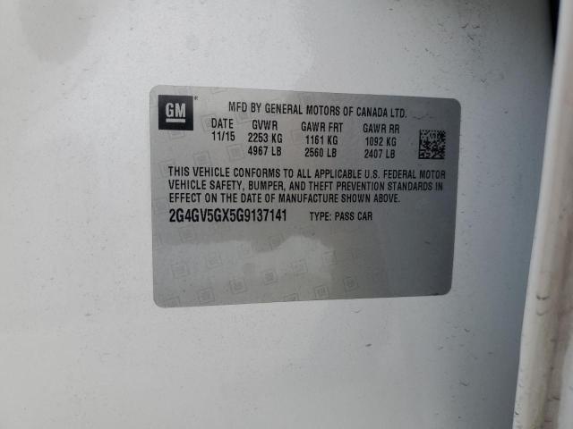 2G4GV5GX5G9137141 - 2016 BUICK REGAL GS Ақ фото 12