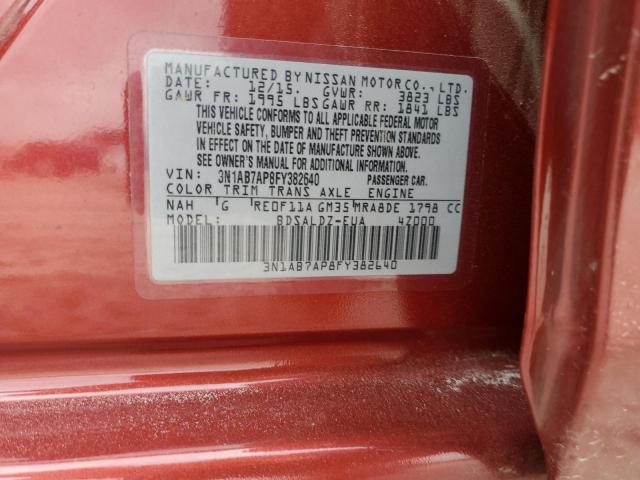 3N1AB7AP8FY382640 - 2015 NISSAN SENTRA S RED photo 12