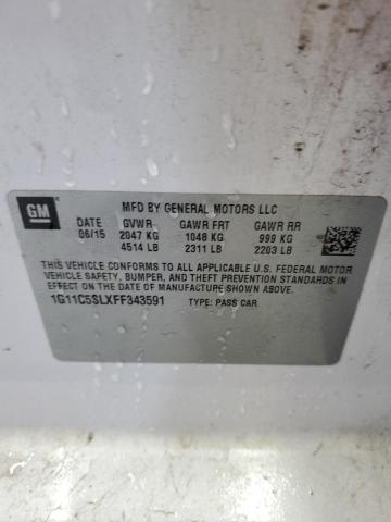 1G11C5SLXFF343591 - 2015 CHEVROLET MALIBU 1LT 白色 照片 12