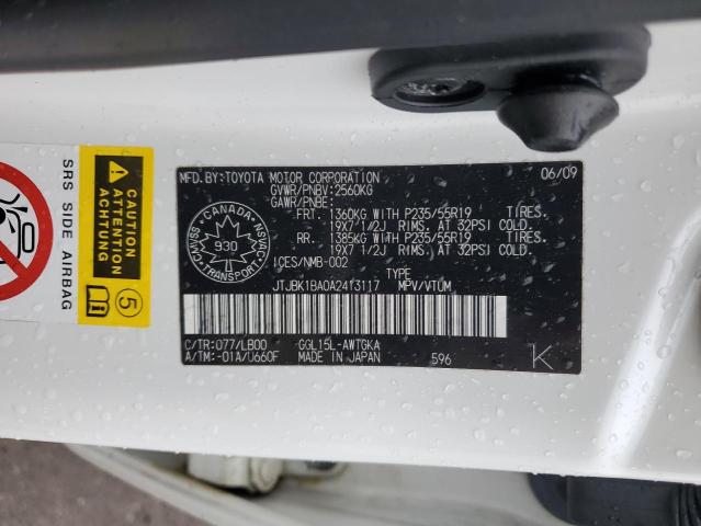 JTJBK1BA0A2413117 - 2010 LEXUS RX 350 WHITE photo 14