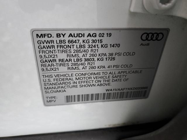 WA1VAAF7XKD033865 - 2019 AUDI Q7 PRESTIGE 白色 照片 13