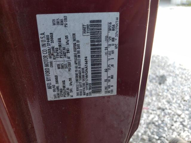 1FTRF17W93NA16694 - 2003 FORD F150 MAROON photo 13