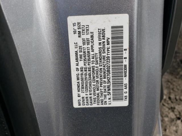 5FNRL5H27GB027239 - 2016 HONDA ODYSSEY LX SILVER photo 13