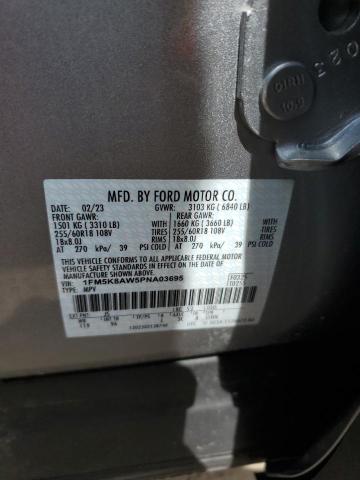 1FM5K8AW5PNA03695 - 2023 FORD EXPLORER POLICE INTERCEPTOR 银色 照片 12