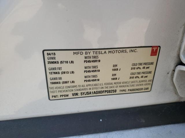 5YJSA1AG9DFP08259 - 2013 TESLA MODEL S 白色 照片 13
