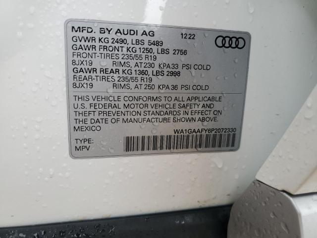 WA1GAAFY6P2072330 - 2023 AUDI Q5 PREMIUM 45 WHITE photo 12