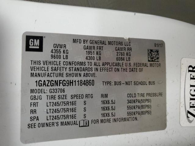 1GAZGNFG9H1184860 - 2017 CHEVROLET EXPRESS G3500 LS WHITE photo 13