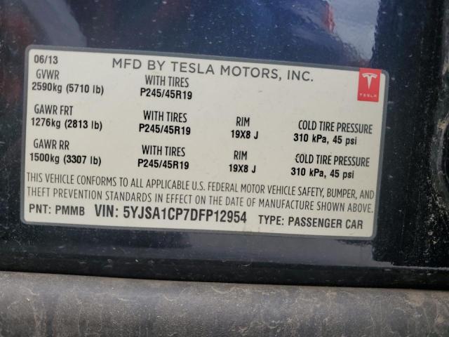 5YJSA1CP7DFP12954 - 2013 TESLA MODEL S BLACK photo 12