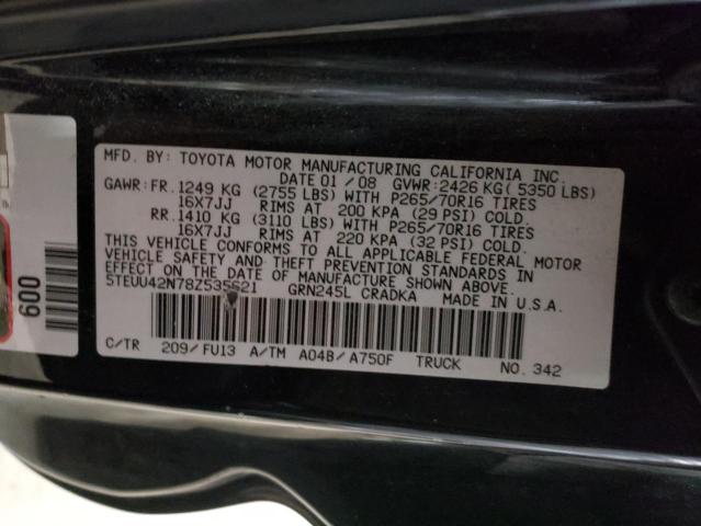 5TEUU42N78Z535621 - 2008 TOYOTA TACOMA ACCESS CAB Қара фото 12