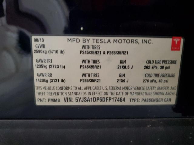 5YJSA1DP6DFP17464 - 2013 TESLA MODEL S Grafit foto 12