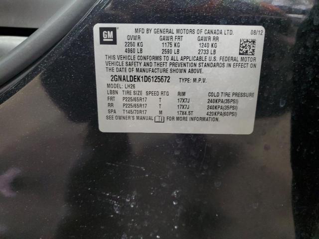 2GNALDEK1D6125672 - 2013 CHEVROLET EQUINOX LT BLACK photo 12