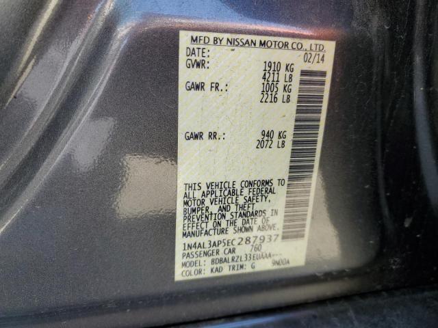 1N4AL3AP5EC287937 - 2014 NISSAN ALTIMA 2.5 GRAY photo 12