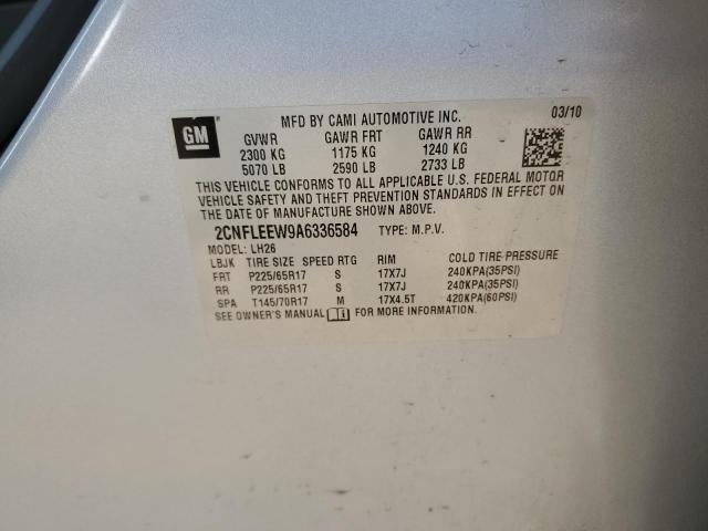 2CNFLEEW9A6336584 - 2010 CHEVROLET EQUINOX LT SILVER photo 13