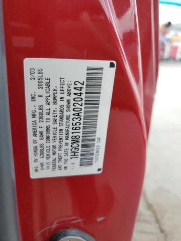 1HGCM81653A020442 - 2003 HONDA ACCORD EX RED photo 13