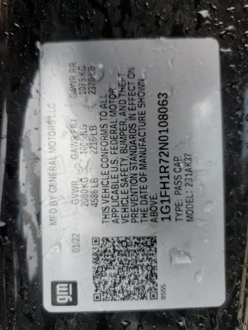 1G1FH1R72N0108063 - 2022 CHEVROLET CAMARO SS BLACK photo 12