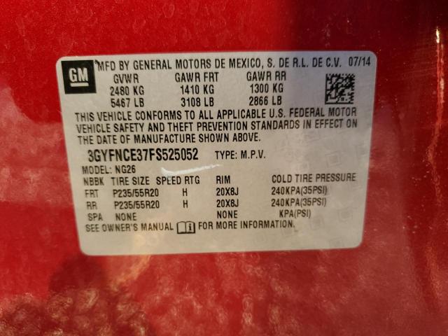 3GYFNCE37FS525052 - 2015 CADILLAC SRX PERFORMANCE COLLECTION RED photo 14