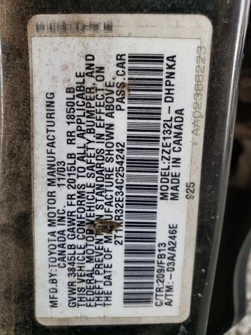 2T1KR32E34C254242 - 2004 TOYOTA COROLLA MA XR BLACK photo 13