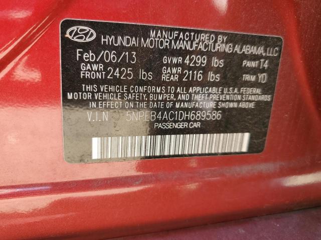 5NPEB4AC1DH689586 - 2013 HYUNDAI SONATA GLS RED photo 12