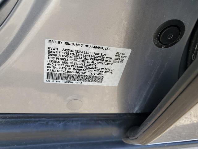 5FRYD3H50HB001136 - 2017 ACURA MDX TECHNOLOGY SILVER photo 12