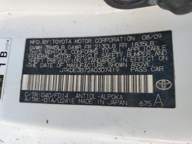 JTKDE3B72A0307419 - 2010 TOYOTA SCION TC 白色 照片 12