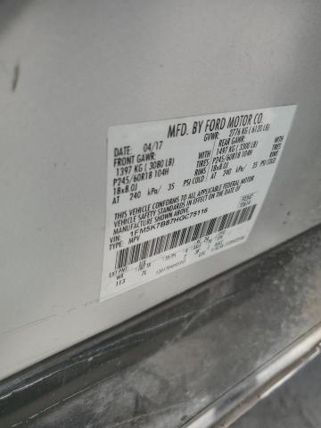 1FM5K7B87HGC75116 - 2017 FORD EXPLORER SILVER photo 13