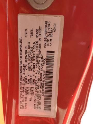 5TESN92N64Z327693 - 2004 TOYOTA TACOMA XTRACAB PRERUNNER წითელი ფოტო 12