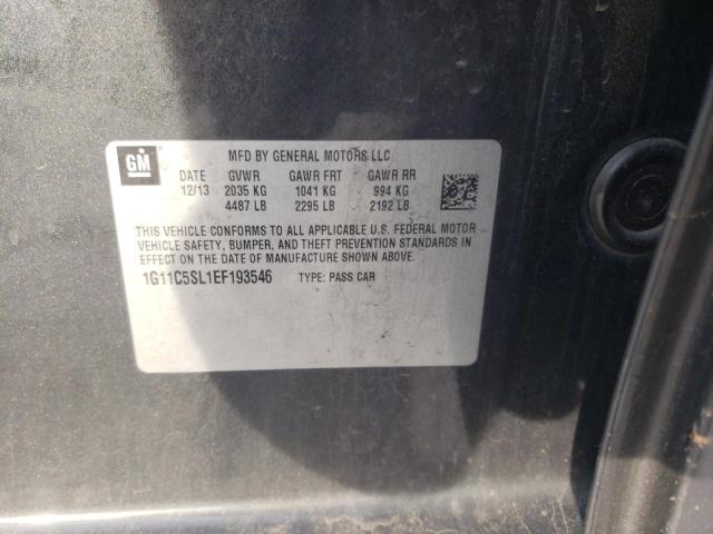 1G11C5SL1EF193546 - 2014 CHEVROLET MALIBU 1LT GRAY photo 12