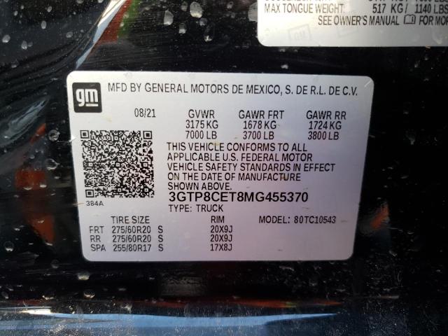 3GTP8CET8MG455370 - 2021 GMC SIERRA C1500 ELEVATION BLACK photo 13