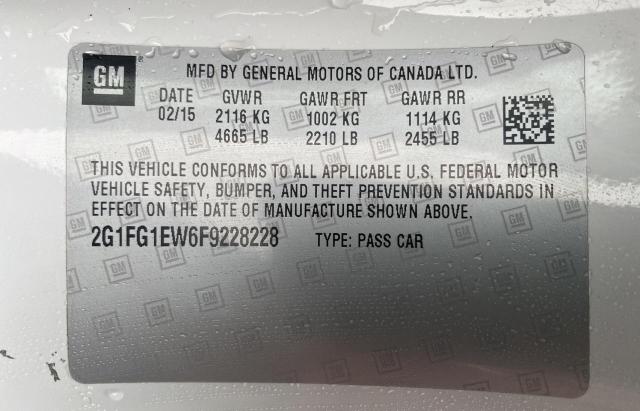 2G1FG1EW6F9228228 - 2015 CHEVROLET CAMARO SS WHITE photo 10