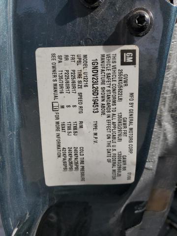 1GNDV23L26D194513 - 2006 CHEVROLET UPLANDER LS BLUE photo 12