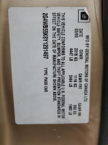 2G4WB55K8Y1291497 - 2000 BUICK REGAL LS 金色 照片 12