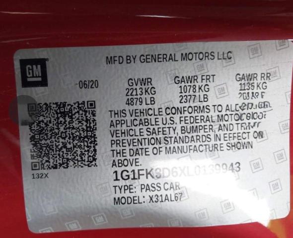 1G1FK3D6XL0139943 - 2020 CHEVROLET CAMARO ZL1 红色 照片 10