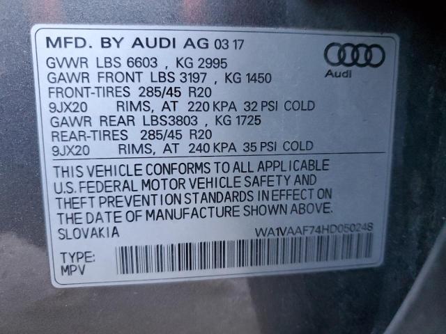WA1VAAF74HD050248 - 2017 AUDI Q7 PRESTIGE 灰色 照片 13