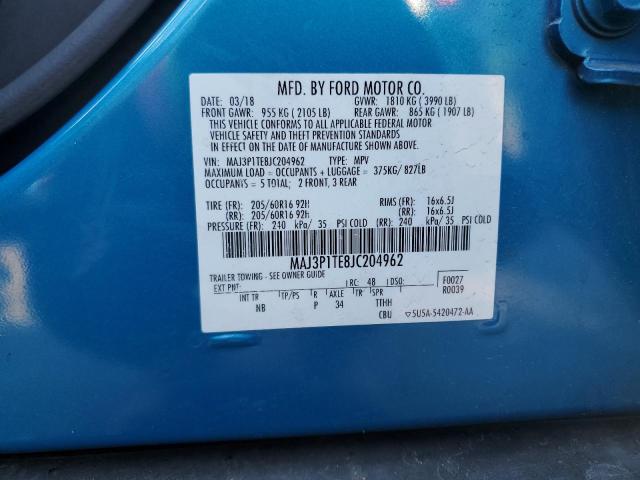 MAJ3P1TE8JC204962 - 2018 FORD ECOSPORT SE 蓝色 照片 12