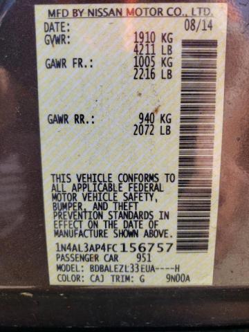 1N4AL3AP4FC156757 - 2015 NISSAN ALTIMA 2.5 GRAY photo 13