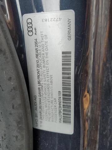 WAU2FBFC9HN074159 - 2017 AUDI S7 PRESTIGE BLUE photo 13