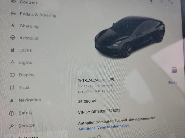 5YJ3E1EB2PF678212 - 2023 TESLA MODEL 3 BLACK photo 9