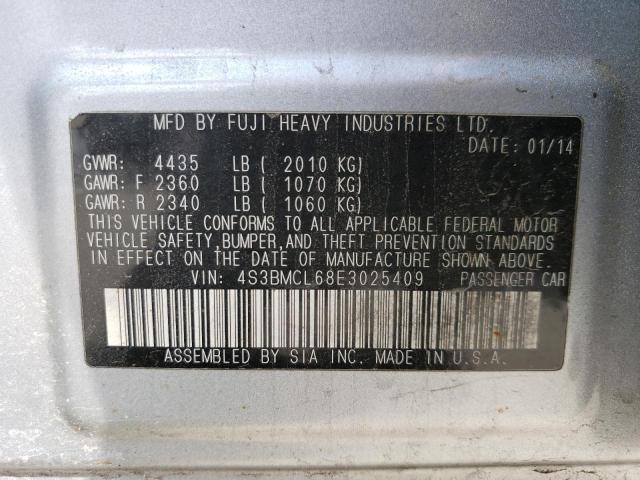 4S3BMCL68E3025409 - 2014 SUBARU LEGACY 2.5I LIMITED SILVER photo 12