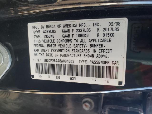 1HGCP26448A094843 - 2008 HONDA ACCORD LXP BLACK photo 13