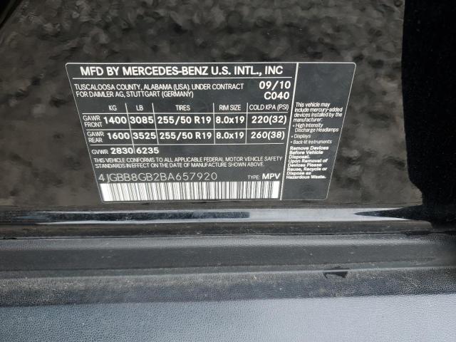 4JGBB8GB2BA657920 - 2011 MERCEDES-BENZ ML 350 4MATIC BLACK photo 13