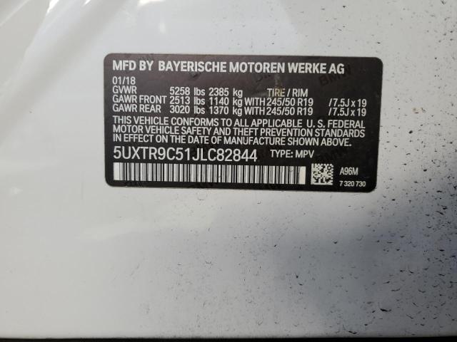 5UXTR9C51JLC82844 - 2018 BMW X3 XDRIVE30I WHITE photo 13