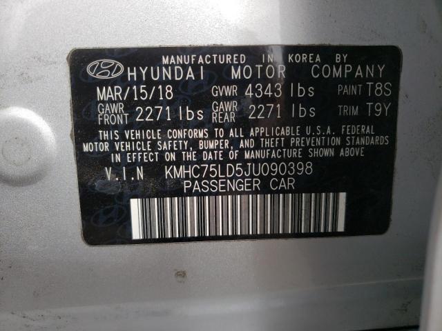 KMHC75LD5JU090398 - 2018 HYUNDAI IONIQ LIMITED SILVER photo 12