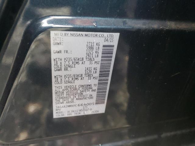 5N1AR2MMXFC664005 - 2015 NISSAN PATHFINDER S BLUE photo 12