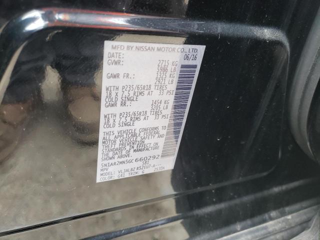 5N1AR2MN5GC660292 - 2016 NISSAN PATHFINDER S შავი ფოტო 12