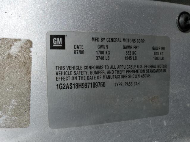 1G2AS18H997109760 - 2009 PONTIAC G5 SILVER photo 12