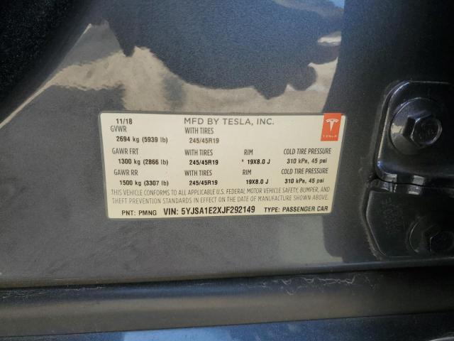 5YJSA1E2XJF292149 - 2018 TESLA MODEL S ნაცრისფერი ფოტო 13