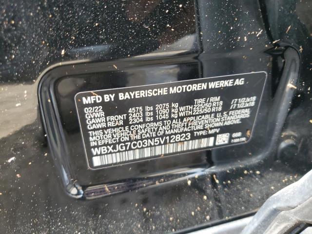 WBXJG7C03N5V12823 - 2022 BMW X1 SDRIVE28I BLACK photo 12