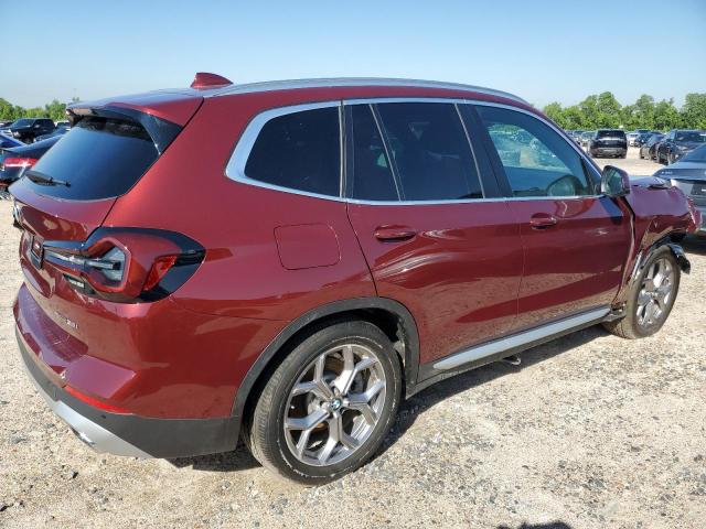 5UX43DP06N9L84034 - 2022 BMW X3 SDRIVE30I Бордовый фото 3
