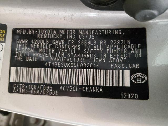 4T1BE30K95U082044 - 2005 TOYOTA CAMRY LE SILVER photo 12