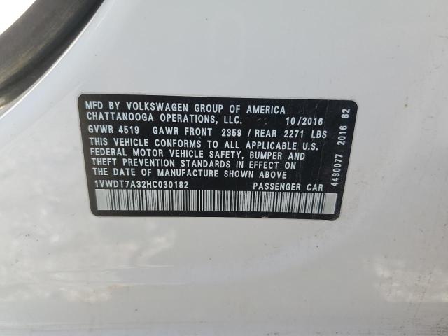 1VWDT7A32HC030182 - 2017 VOLKSWAGEN PASSAT R-LINE Weiß Foto 13